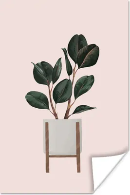 Produktbild von MuchoWow® Poster Pflanzen - Blumentopf - Pastell 80x120 cm - Papierdruck