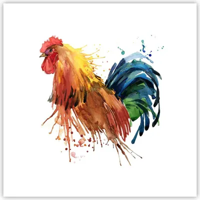 Produktbild von Poster - Poster ohne Rahmen - Hahn Ilustration Tier Farben - 40x40 cm - Wand Bild - Wanddeko - Wandbilder - Kunstposter - Wandposter - Bilder - Kunstdruck - Wanddekoration - Wandbild - P2XAC40x40-2842