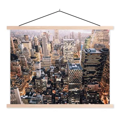 Produktbild von MuchoWow® Textilposter New York - NYC - Amerika 40x30 cm mit holzfarbenen Rahmen - Bilder