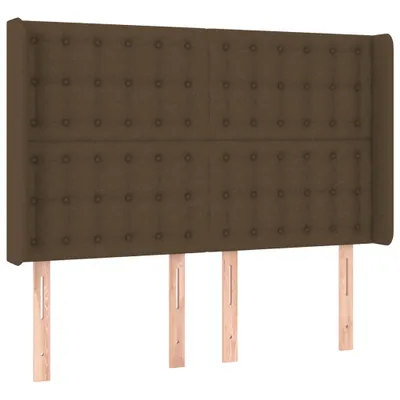 Obrázek produktu pro vidaXL Čelo postele s ušima tmavě hnědé 147x16x118/128 cm Látka