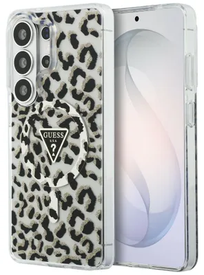 Produktbild von GUESS case passend für SAMSUNG S26 Ultra GUHMS26LHLEGTGLK (Magnetic IML Leopard Print Triangle) black