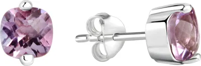 Produktbild von V Ohrstecker 925/- Sterling Silber 0,8cm weiß Amethyst lila 358220846