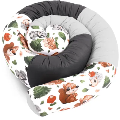 Produktbild von Amilian Bettschlange 210cm – Nestchenschlange für Babybett, Nestchen, Bettumrandung & Kantenschutz – Seitenschläferkissen – Bettrolle - Kopfschutz