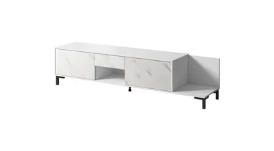 Produktbild von Szafka RTV MARMO 2D1S1K 195x40xH47,5 biały mat/marmur biały