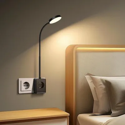 Produktbild von Unyqoos® LED-Wandlampe, flexibel (36 cm Zwanenhals) mit integriertem USB‑C & USB‑A Ladeanschluss, Touch‑Dimmer, 3 Lichtfarben – fürs Schlafzimmer