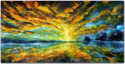 Produktbild von Coloray Bild aus Leinwand 100x50 Leinwand Dekoration - See Baum Himmel Sonne