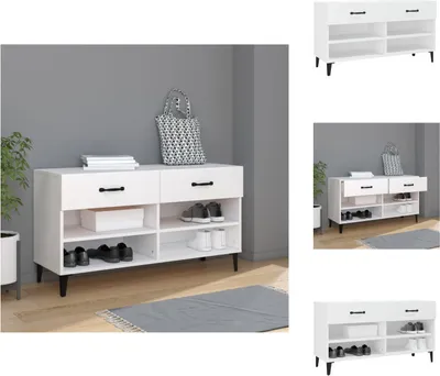 Immagine prodotto di vidaXL Scarpiera bianca 102x35x55 cm in legno - Scarpiere e armadietti