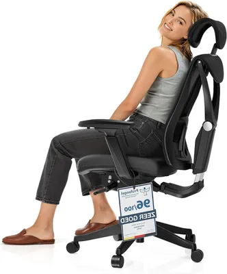 Image de Chaise de bureau - Chaise ergonomique - Chaise de bureau réglable - Chaise confortable pour le dos - Chaise de bureau noire