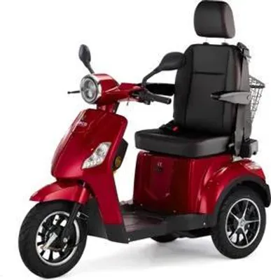 Immagine prodotto di Scooter elettrico Veleco Draco - sedile del capitano con schienale alto - 800W - allarme - telecomando - scooter mobilità senior - scooter mobilità a 3 ruote (rosso)