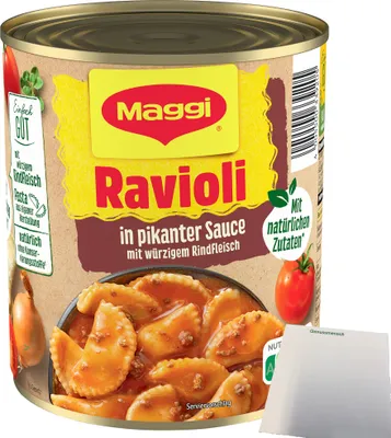Produktbild von Maggi Ravioli in Pikanter Sauce mit würzigem Rindfleisch (1x800g) + usy Block