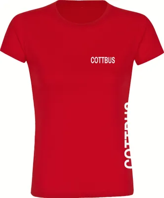 Produktbild von multifanshop Damen T-Shirt - Cottbus - Brust & Seite, rot, Größe L