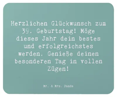 Produktbild von Mr. & Mrs. Panda Mauspad Spruch 39. Geburtstag - Meeresbrise - Geschenk, Mousepad, besonderer Tag, Geburtstagsgeschenk, genießen, Mouse Pad, Lebensfreude, computermatte