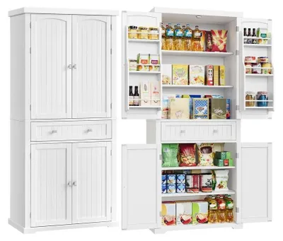Zdjęcie produktu dla Wysoka szafka kuchenna z półkami i szufladami