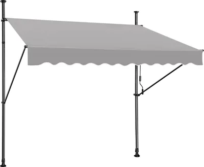 Produktbild von Markisen Klemmmarkise Balkonmarkise, Einziehbar Balkon-Sichtschutz Balkonbespannung Witterungsbeständig und Wasserabweisend(Hellgrau | 350*120cm) CEEDIR