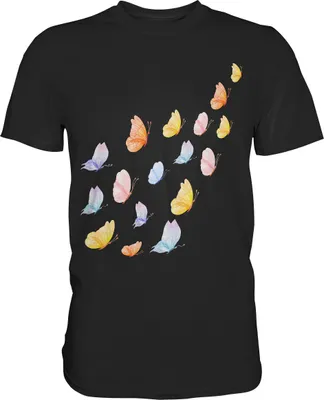 Produktbild von Aquarell Schmetterlinge T-Shirt – Black / M
