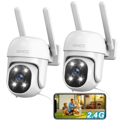 Productafbeelding van 2-pack bewakingscamera voor buiten, WLAN, 355° PTZ-camera voor buiten bewaking