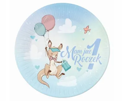 Zdjęcie produktu dla Talerz papierowy - kangur, 18 cm, 6 sztuk