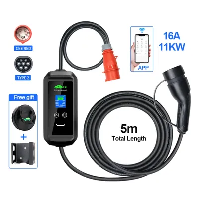 Obrázek produktu pro Nabíječka pro elektromobily, rychlé nabíjení 11 kW, nastavitelný proud, černá, TYPE2