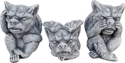 Produktbild von stoneandstyle Steinfigur Gartenfigur 3er Set Gargoyles frostfester Steinguss massiv
