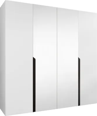 Produktbild von MIRJAN24 Kleiderschrank Mila 2 200 mit Spiegel, Schlafzimmer, Kleiderschrank, mit vier Drehturen und mit zwei Kleiderstange, Modern, Garderobenschrank (Farbe: Weiß + Schwarz)