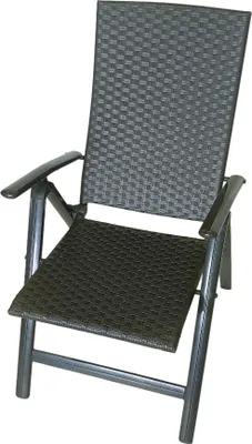 A single folding chair with a woven seat and backrest, shown against a white background.