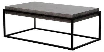 Produktbild von Couchtisch grau in Betonoptik rechteckig mit schwarzem Metallgestell 115 x 64 cm