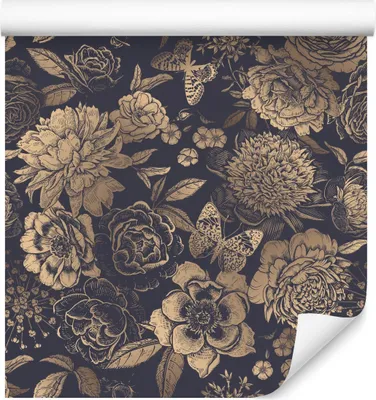 Produktbild von 10m VLIES TAPETE Rolle Vintage Style ROSEN Pfingstrosen Schmetterlinge 3D 6596