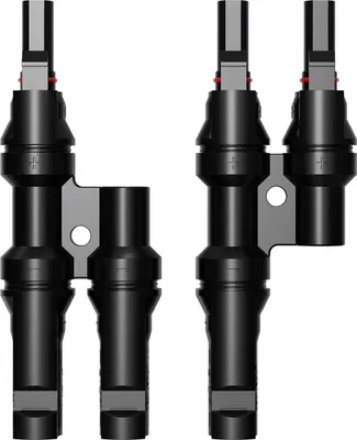 Produktbild von Solarpanel T Stecker, GENORTH Solar Y Steckverbinder 2-fach Verteiler, 1 Paar MMF+FFM Solarpanel Steckverbinder Photovoltaik Kabelstecker, Solarkabelverbinder PPO Wasserdicht IP67 schwarz
