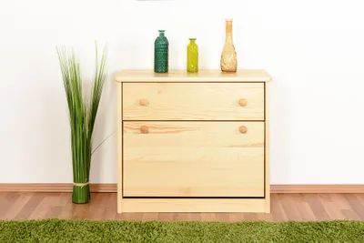 Produktbild von Schuhschrank Kiefer Vollholz massiv natur Junco 218 - Abmessungen: 62 x 72 x 30 cm (H x B x T)