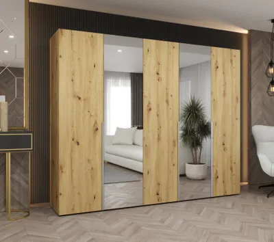 Obrázek produktu pro Šatní skříň 250 cm ASUDA se zrcadly - dub artisan / kašmír