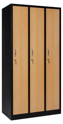 Zdjęcie produktu dla Szafka metalowa szatniowa - 3 drzwi - 3 przegródki - Zamykana na klucz - 180 x 90 x 50 cm - Stal stopowa
