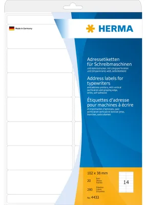 Obrázok produktu pre HERMA Adressetik. 102x38  mm Papier Ecken rund  280 St.