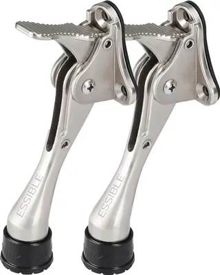 Produktbild von Verstellbare Türstopper RVS - silber - 2 Stück für innen und außen mit Fußbedienung rutschfester Unterseite - 13 x 4 cm