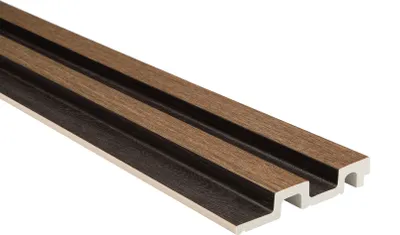 Produktbild von HEXIM Lamellenwand HDPS Polystyrol - Lamellen Wandverkleidung Akustikpaneele Wandpaneele Holz Imitat - (1 Paneel - dunkelbraune Holzstruktur) Akustikpaneel