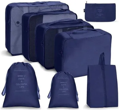 Produktbild von Unyqoos® 8-teiliges Reise-Organizer-Set – Packwürfel & Taschen aus leichtem, wasserabweisendem Nylon mit Mesh-Oberseite, verschiedene Farben