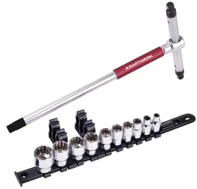 Produktbild von KRAFTWERK 302.800.011, Steckschlüssel-Satz, 3/8", Metrisch/imperial, 6,8,12,13,14,16,17,19 mm, 3/8", 388 mm