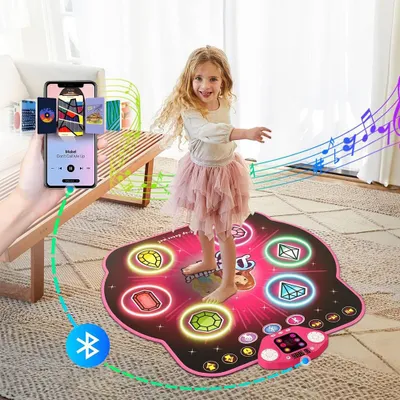 Image de Tapis de danse jouet pour les filles de 3 à 12 ans, tapis de danse pour enfants à 6 boutons Bluetooth