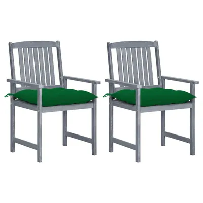 Produktbild von Möbel Gartenstühle mit Kissen 2 Stk. Grau Massivholz Akazie - Gartenstühle 3061261