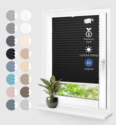 Produktbild von Plissee Klemmfix ohne Bohren Schwarz 80x120