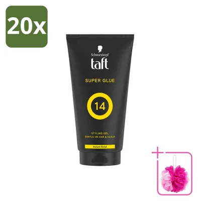 Imagen del producto de 20 unidades de gel fijador Taft Men Power, super pegamento, 14 - Fijación máxima - 150 ml - Paquete económico - 20 unidades