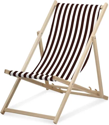 Produktbild von Liegestuhl - schmal gestreift - Braun - klappbar - aus Buchenholz - bis 95kg belastbar - 3fach verstellbare Lehne - Strandliege