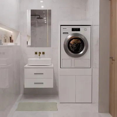 Produktbild von Badezimmerschrank für Waschmaschine oder Trockner POLA TWIN 1S WEISS Ablageschublade