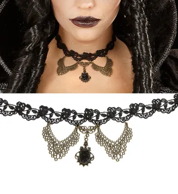 Immagine prodotto di Collana gotica con strass e rose