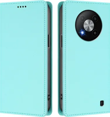 Image de Étui en cuir pour ZTE Blade A73 5G, étui à rabat magnétique en cuirPolyuréthaneavec support, vert menthe