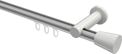 Produktbild von Interdeco Innenlaufstange / Gardinenstange mit Innenlauf Silbergrau / Weiß, Typ Platon Sitra (Konus), 20 mm Ø 1-läufig, 520 cm