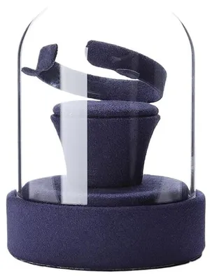 Imagen del producto de Soporte para joyas: vitrina de vidrio azul, a prueba de polvo