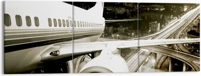Produktbild von Bild auf Leinwand - Leinwandbild - Flugzeug Straßen Stadt - 150x50cm - Wand Bild - Wanddeko - Leinwanddruck - Bilder - Kunstdruck - Wanddekoration - Leinwand bilder - Wandkunst - CA150x50-0180