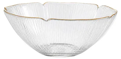 Produktbild von Glasschüssel mit Blumenmuster und vergoldetem Rand, 25 cm