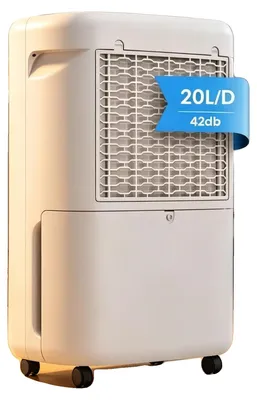 Zdjęcie produktu dla Osuszacz powietrza, pojemność: 20 litrów na dobę, napięcie: 220 V, poziom hałasu: ≤45 dB, zbiornik na wodę: 4 litry, przeznaczony do pomieszczeń do 180 m²
