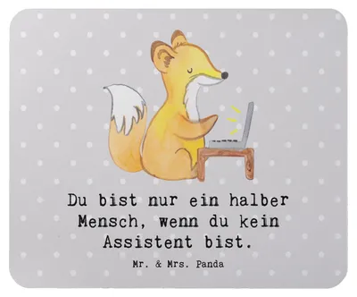 Produktbild von Mr. & Mrs. Panda Mouse Pad Assistent Herz - Grau Pastell - Geschenk, Mauspad, laptop, pc mousepad, computermatte